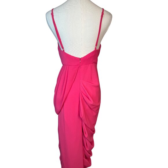 NWT Do+Be Small Hot Pink Sleeveless Ruched Draped Maxi Dress Polyester Lined - Picture 12 of 14
